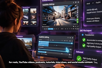 add professional subtitles, srt files and translate videos in hindi or english