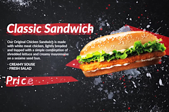 create a digital restaurant menu video for TV screens or ads