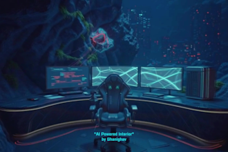 design a futuristic gaming room or interior using ai