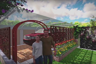 design 3d landscape backyard, garden, pool and outdoor space