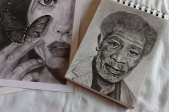 draw a hyper realistic charcoal or pencil portrait