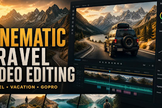 edit cinematic travel videos, vaction vlogs and gopro footage