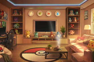 design vtuber background, avatar and stream overlay for game streamers