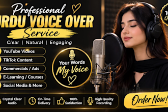 provide a professional urdu female voice over