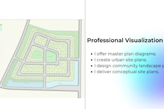render architectural site plan, land subdivision lot plan