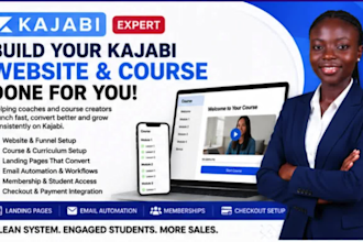 build kajabi, thrivecart, samcart sales funnel, landing page, online course