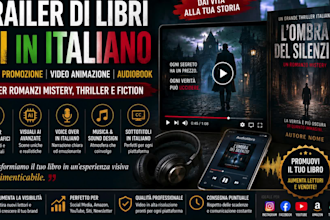 italian ai book trailers ebook promotion video animation audiobook mystery novel