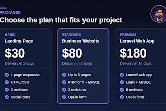 develop a custom PHP laravel website with mysql database