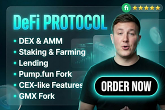 develop defi protocol dex staking lending pump fun fork cex dao on solana evm