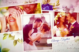create cinematic wedding slideshow, photo video and anniversary video