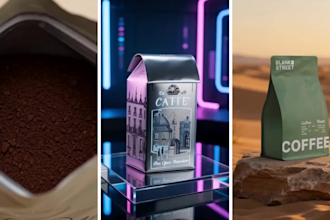 create cinematic ai coffee packaging product video ads