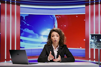 create a realistic ai news presenter breaking news video