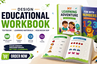 design educational workbook, textbook, learning materials, create kids book kdp