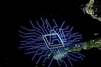 create 3d drone show animation and cinematic light show