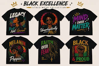 do trendy african american t shirt design and logo design