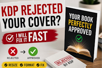 fix rejected book cover for amazon kdp, resize and format book cover