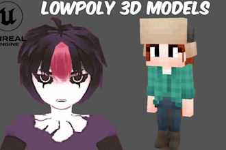 create 3d low poly character rig and animate retro  model ps2 ps1 n64 y2k style