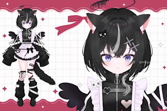 draw and rig 2d vtuber model, live2d model, vtuber rigging, 2d vtuber avatar