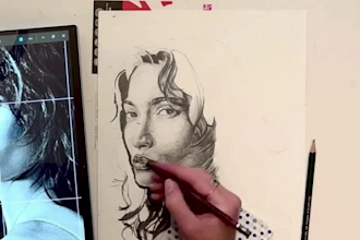 create an artistic black and white pencil portrait