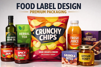 create modern premium food label design and product packaging design
