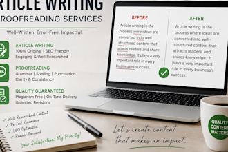 write and proofread articles and blog content