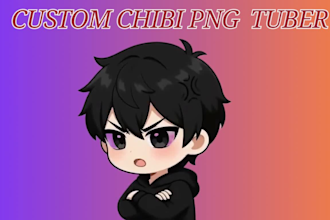 design cute chibi pngtuber chibi avatar with expressions for twitch streaming