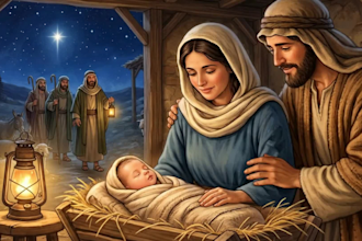 draw merry christmas nativity and bible children book illustrations