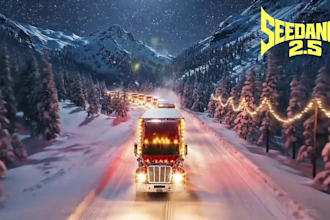 create cinematic ai christmas video 3d animation music santa claus greeting card