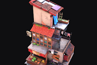 do toonish stylized environment elements for game