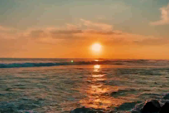 take a sunset video with real sea sounds