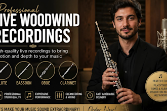 record studio quality woodwinds for you flute, bassoon, oboe, clarinet