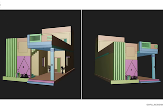 create modern 3d house exterior design and realistic elevation renders