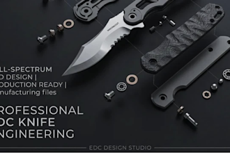 design a custom edc pocket knife with cad, 3d model and manufacturing files