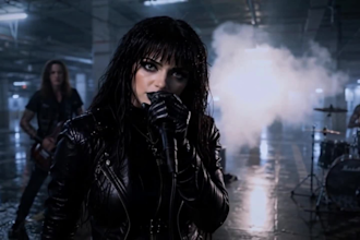 create brutal cinematic metal music video, black metal, industrial music video