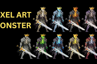 create pixel art monster sprite sheet game video game animation pixel character