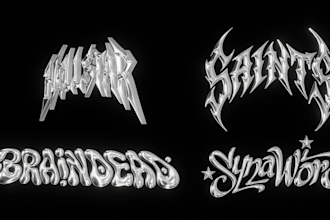 design custom 3d logo y2k animation, typography, streetwear