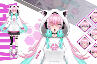 draw and rig live2d vtuber model, facial rig, outfits and expressions