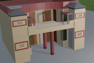 create realistic house exterior or front elevation in blender