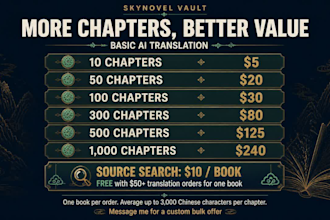 translate chinese web novel chapters into english with ai