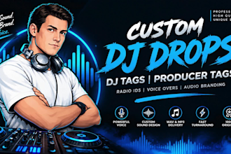 produce dj drop, dj tags, voice over, radio sweeper, radio voice, sound effect