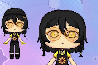 draw cute pixel live2d vtuber model, png tuber, chibi anime avatar for stream