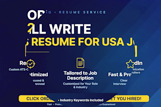 write ats resume for USA jobs, cover letter, linkedin