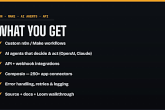 build n8n, make ai agents, workflow automation and api integration
