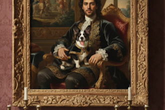 create a custom royal style portrait of you and your pet