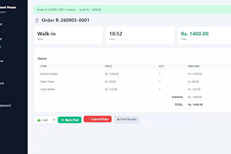 create a restaurant pos system with billing and receipt printing