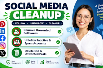 manually follow, unfollow, and delete posts to clean up your social media