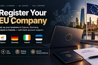 register eu company in cyprus  germany ireland estonia with bank account