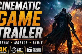 create a cinematic game trailer, teaser, and gameplay promo video, steam lauch