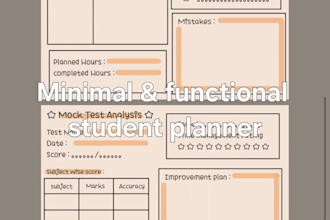 design minimal and functional student study planner PDF