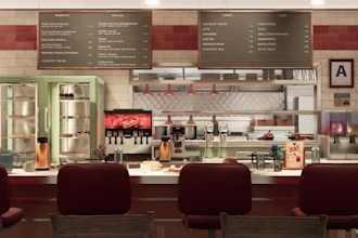 design modern restaurant, inviting dinning space interior,cgi minimalist kitchen